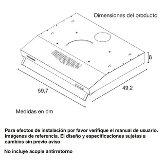 Campana Horizontal Acero Inoxidable 3 Velocidades 60 Cm