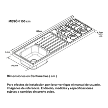 Mesón En Acero Inoxidable Challenger, Lavaplatos Izquierda de 150 cm