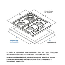 Estufa De Empotrar  4 Puestos Gas Natural Challenger, Plateado