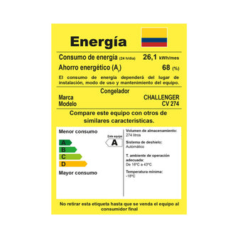 Congelador Vertical Twin 274 Lts Challenger, Color Gris