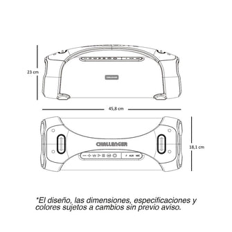 Parlante Inalámbrico Portátil Bluetooth SC120W Challenger, Color Negro