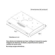 Campana Horizontal Negra 3 Velocidades 76 Cm