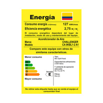 Aire Acondicionado ON/OFF 9000 Btu 110V Challenger, Color Blanco