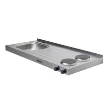 Mesón Eléctrico En Acero Inoxidable, Con Lavaplatos Izquierdo de 120 cm