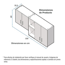 Mueble Superior para Cocina 150cm 4 Puertas Challenger Sa31150 Acandi