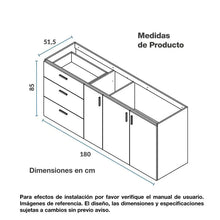 Mueble Base para Cocina 180cm 3 Cajones 3 Puertas Challenger Sa22180 Acandi