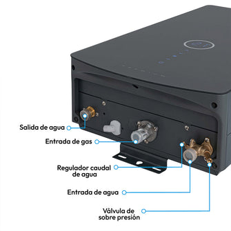 Calentador Digital De Paso Gas Natural 12 Lt Tiro Forzado Challenger, Color Negro