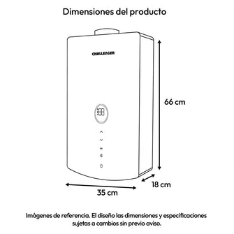 Calentador Digital De Paso Gas Natural 12 Lt Tiro Forzado Challenger, Color Negro