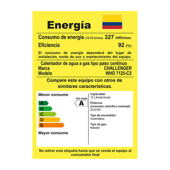 Calentador Digital De Paso Gas Natural 12 Lt Tiro Forzado Challenger, Color Negro