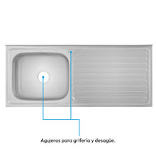Mesón Poceta Challenger Izquiero, 1,20/POC, Acero Inoxidable