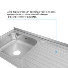 Mesón Poceta Challenger Izquiero, 1,20/POC, Acero Inoxidable