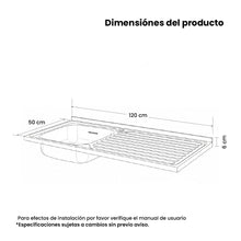 Mesón Poceta Challenger Izquiero, 1,20/POC, Acero Inoxidable