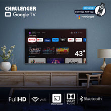 Combo Televisor Challenger 43 Pulgadas Smart Google + Minibar CR 121 Litros, Color Negro y Gris