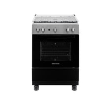 Estufa De Piso 60 cm a Gas Natural Con Horno En Acero inox, Negro