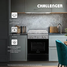 Estufa De Piso 60 cm a Gas Natural Con Horno En Acero inox, Negro