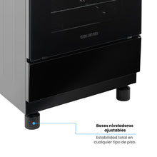 Estufa De Piso 60 cm a Gas Natural Con Horno En Acero inox, Negro