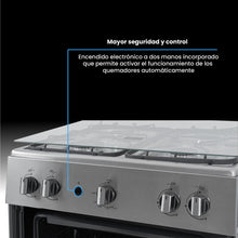 Estufa De Piso 60 cm a Gas Natural Con Horno En Acero inox, Negro