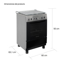 Estufa De Piso 60 cm a Gas Propano Con Horno En Acero inox, Negro