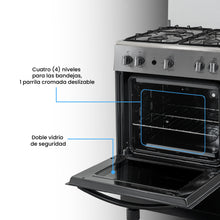Estufa De Piso 60 cm a Gas Propano Con Horno En Acero inox, Negro
