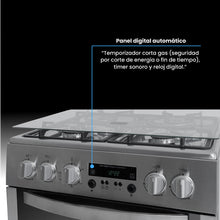 Estufa De Piso a Gas Natural Con Horno, Acero inox, Negro