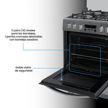 Estufa De Piso a Gas Natural Con Horno, Acero inox, Negro