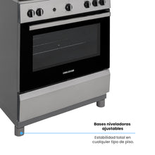 Estufa De Piso 76 cm a Gas Natural Con Horno En Acero inox, Negro