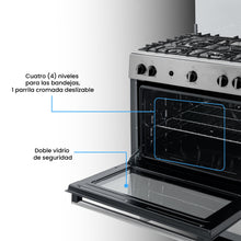 Estufa De Piso 76 cm a Gas Propano Con Horno En Acero inox, Negro