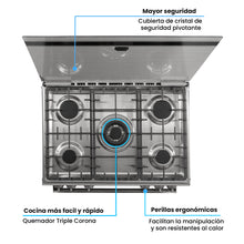 Estufa De Piso a Gas Propano Con Horno En Acero inox, Negro