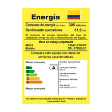 Estufa De Empotrar Challenger Aura Gas Natural, Negro