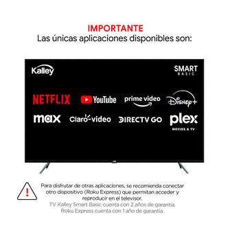 Televisor KALLEY 55 Pulgadas SB300, Incluye GRATIS Roku Express