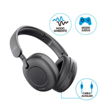 Audífonos De Diadema Kalley Inalámbricos Bluetooth Over Ear K-An2 Cancelación De Ruido, Negro