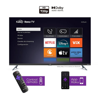 Televisor Kalley 32" Pulgadas Sistema Operativo Roku, HD, Negro