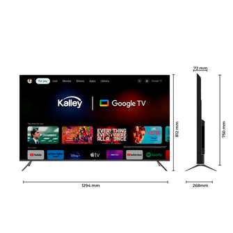 Televisor Kalley 58" Pulgadas GTV QLED 4K y UHD, Color Negro