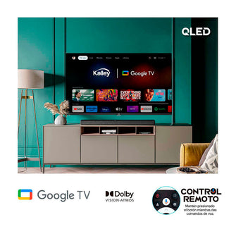 Televisor Kalley 58" Pulgadas GTV QLED 4K y UHD, Color Negro