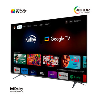 Televisor Kalley 58" Pulgadas GTV QLED 4K y UHD, Color Negro