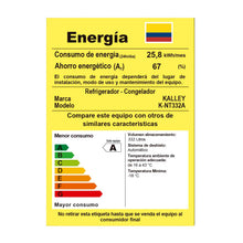 Nevera Kalley No Frost Congelador Superior 332 Litros Inverter, Gris