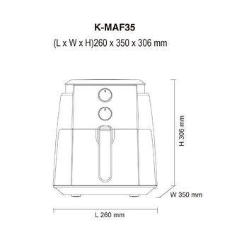 Freidora De Aire Kalley 3.5Litros K-Maf35, Color Negro