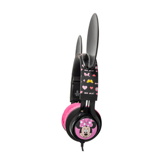 Audífonos De Diadema Kalley Alámbricos On Ear Minnie Mouse De Disney, Negro Y Rosado