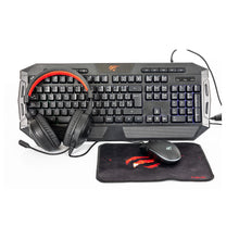 Combo Kalley Teclado, Mouse, Audífonos Y Padmouse Gaming, Negro