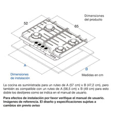 Estufa De Empotrar Challenger 65cms 4 Puestos Gas Natural, Negro