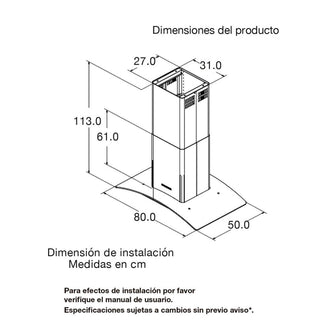 Campana Peninsula Acero Tipo Cristal 80 Cm 3 Velocidades