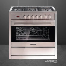 Estufa de Piso Inox 5 Puestos 90cm Gas Natural Challenger Si9490