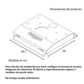 Campana Horizontal Inox 3 Velocidades 60 Cm