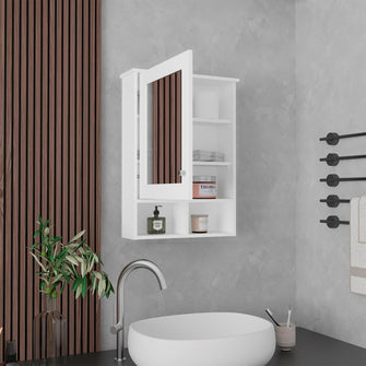Gabinete de Baño Egeo, Blanco, con Puerta Espejo y Tres Entrepaños Para Ubicar Objetos