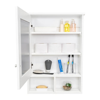 Gabinete de Baño Egeo, Blanco, con Puerta Espejo y Tres Entrepaños Para Ubicar Objetos