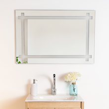 Espejo Rectangular Broni, Gris, con Diseño en Sandblasting