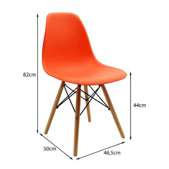Silla Eames Patas En Madera para comerdor, sala, restaurante - Naranja