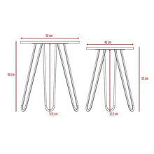 Mesa Auxiliar Zumba, Chocolate y Wengue, con Patas Metálicas Ideal Para Ubicar Objetos Decorativos