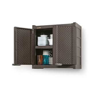 Armario Gabinete Doble Apariencia Rattan Wengue