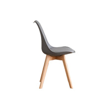 Set de 4 Sillas Fyn, Gris Oscuro, Diseño Minimalista con Espaldar, Cojín y Patas de Madera